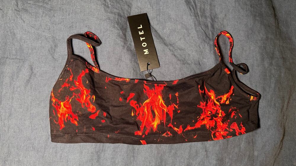 Motel Flame Print Bralette Size Small